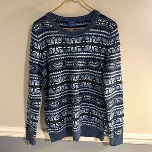 Vintage Le Tigre Snowflake Knit Sweater Crew Neck Large
